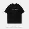 Bright thread color-blocking design pure cotton short-sleeved T-shirt for men, summer texture, broken letter embroidery high street half-sleeved T-shirt Item Picture